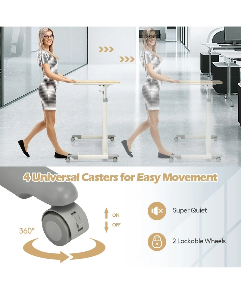 Mecale Height Adjustable Computer Desk Sit to Stand Rolling Notebook Table
