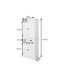 Casainc 71" Freestanding Kitchen Pantry Cabinet With 4 Doors, Drawer and Adjustable Shelves