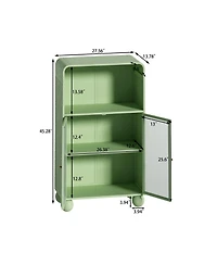 Casainc 45.28" Freestanding Bathroom Floor Cabinet With Glass Door and Open Storage Shelves
