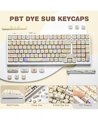 Yunzii Dye-Sub Pbt Keycap Set, Mao Profile, 143 Full Keys Cute Cat Custom Keycaps with Key Puller for Cherry Gateron Mx Switches Mechanical Gaming Key