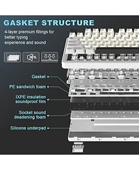 Yunzii YZ87 Gasket Mechanical Keyboard,Tkl Wireless Hot Swappable with 5-Layer Padding, BT5.0/2.4G/Usb-c Nkro Rgb Backlit for Win/Mac