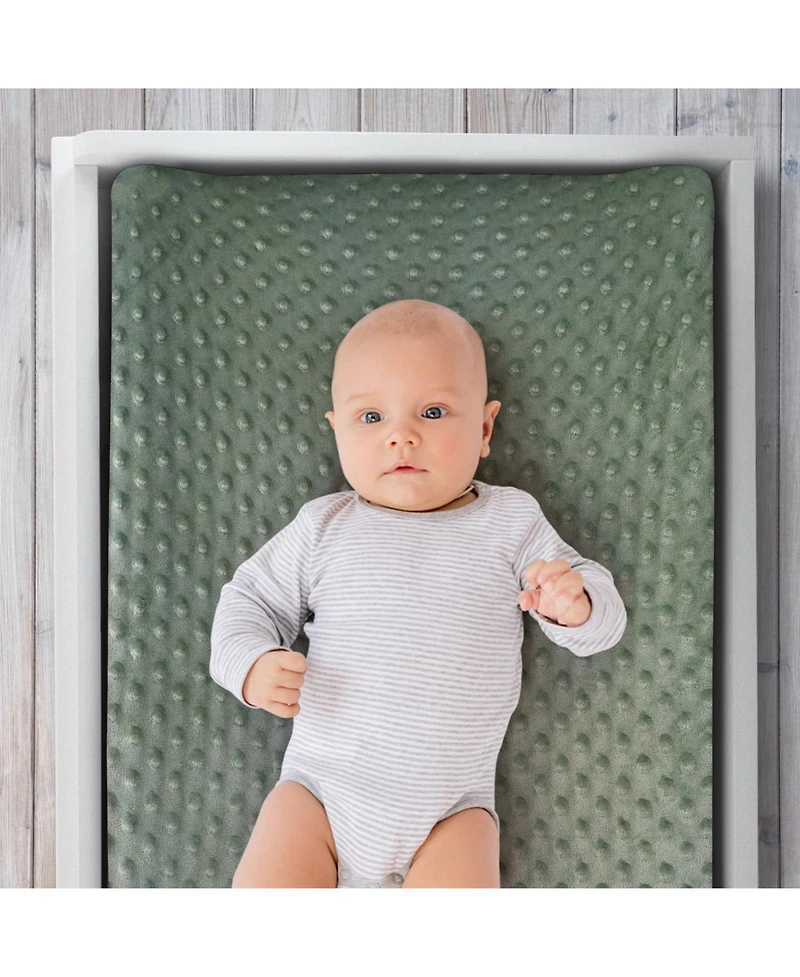 The Peanutshell Changing Pad Cover for Baby Boys, Green Dino Minky