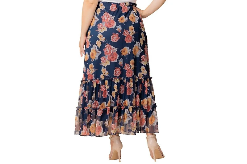 Kiyonna Plus Isla Tiered Mesh Maxi Skirt