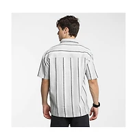 Campus Sutra Men's Ash Grey Unbalanced Striped Shirt