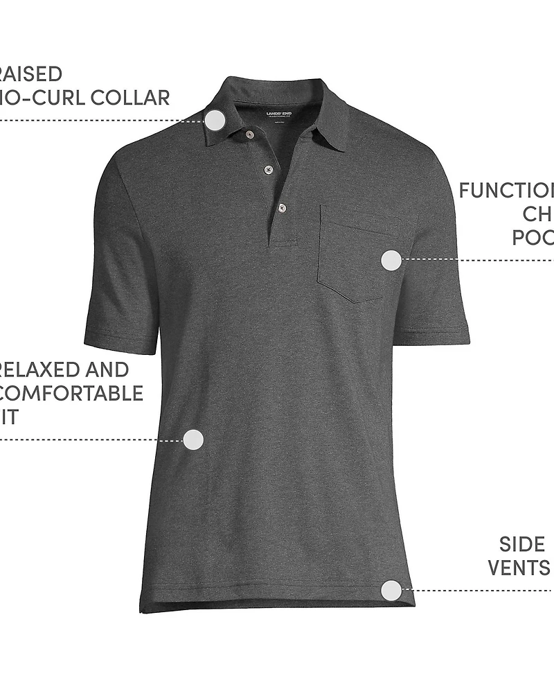 Lands' End Men's Tall Short Sleeve Cotton Supima Polo Shirt with Pocket