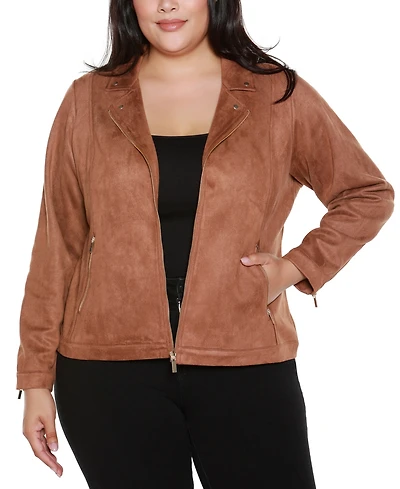 Belldini Plus Faux-Suede Moto Jacket