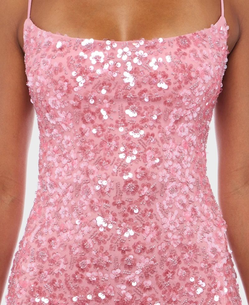 Alex & Sophia Juniors' Scoop Neck Mesh Dress