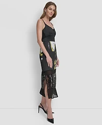 Dkny Women's V-Neck Paneled Midi Dress