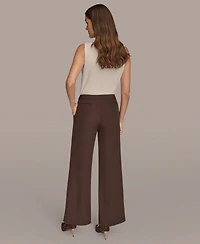 Donna Karan New York Women's Petites High Waist Wide Leg Pants, Regular & Petite