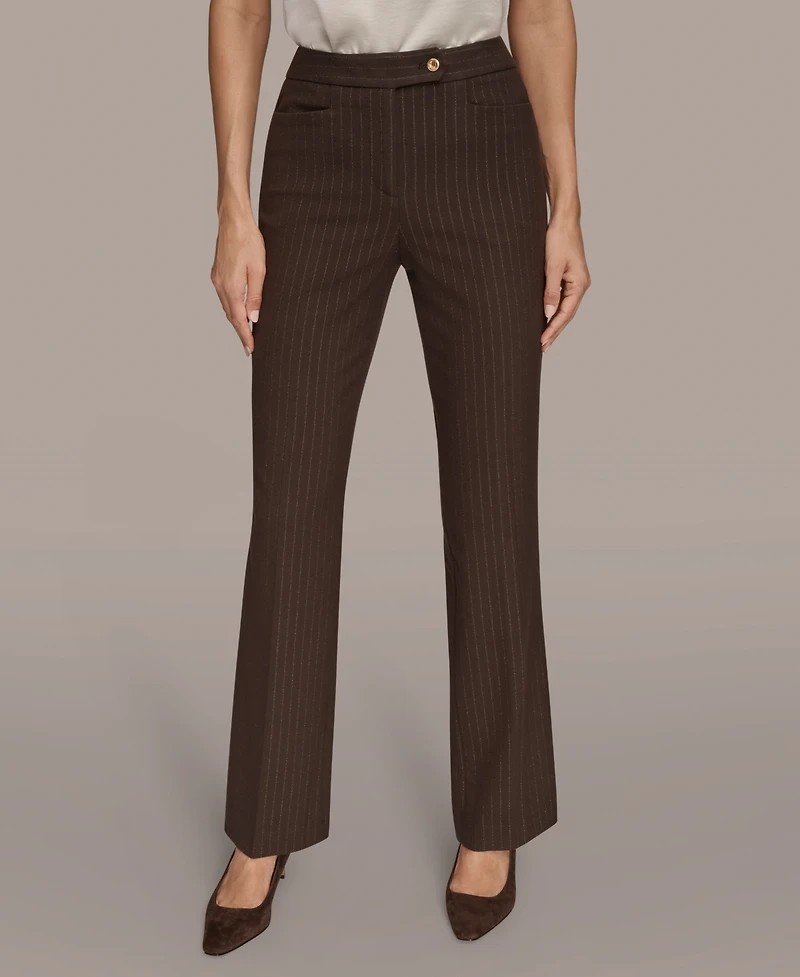Donna Karan New York Women's Mid Rise Straight Fit Pinstripe Pants