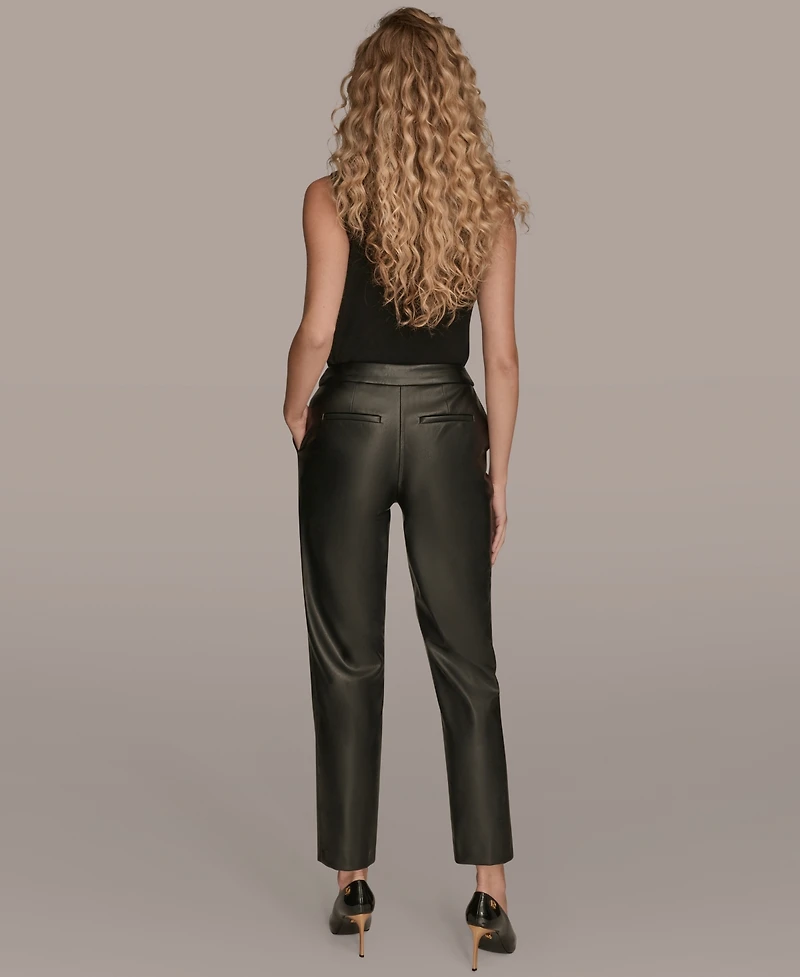 Donna Karan New York Women's Faux Leather Slim Leg Pants, Regular & Petite