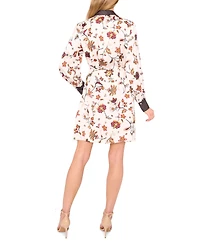 CeCe Women's Mix Print Long Sleeve Shirt Dress