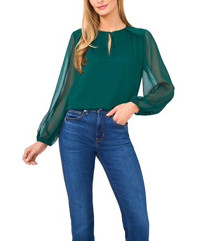 CeCe Women's Long Sleeve Ruffle Detail Top