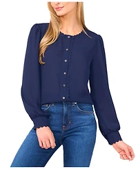 CeCe Women's Long Sleeve Button Down Blouse
