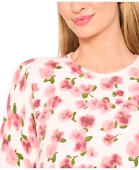 CeCe Women's Flower Printed Pullover Sweater