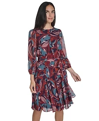 Jessica Howard Petite Printed Fit and Flare Chiffon Dress