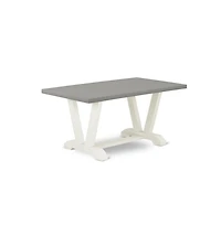 East West Furniture 6-Piece Beautiful Dining Table Set an Excellent Cement Color Dining Table Top and Cement Color Bench and 4 Gorgeous Linen Fabric P