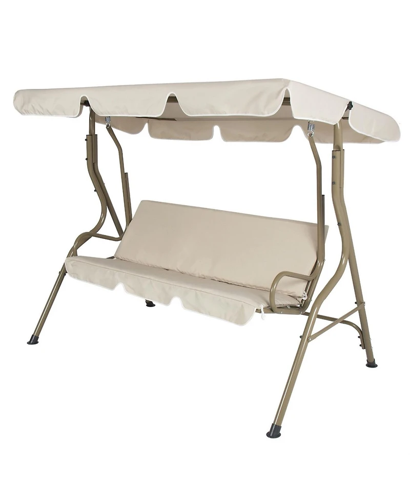 Slickblue Patio Deck Glider Swing with Canopy for Outdoor Porch Seating and Shade