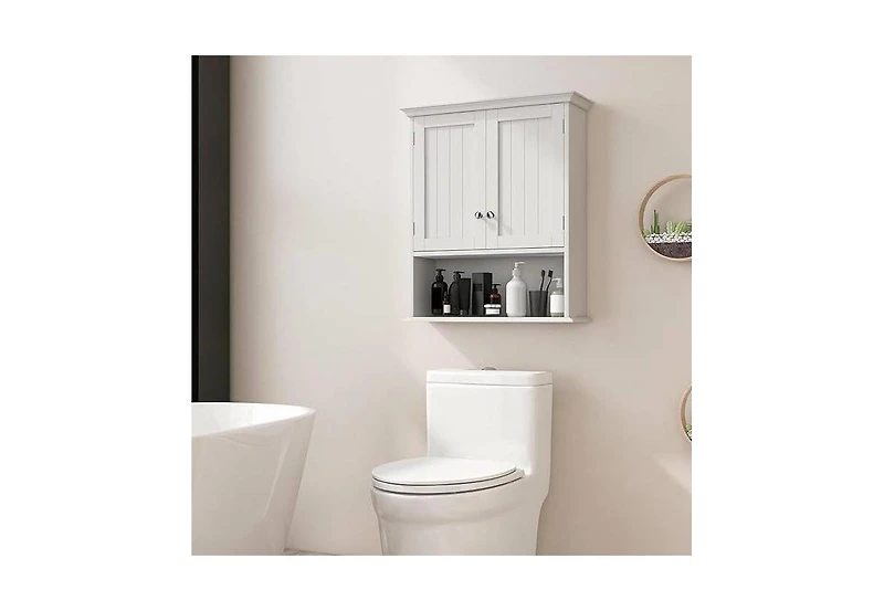Wall-Mounted Bathroom Medicine Cabinet with Open Storage Shelf for Easy Access
