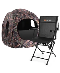 Costway Swivel Hunting Chair Foldable Mesh Chair w/ Armrests for Outdoor Activities