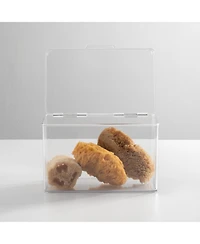 mDesign Plastic Bath Stacking Storage Organizer Box, Hinged Lid, 4 Pack, Clear, Usa Made