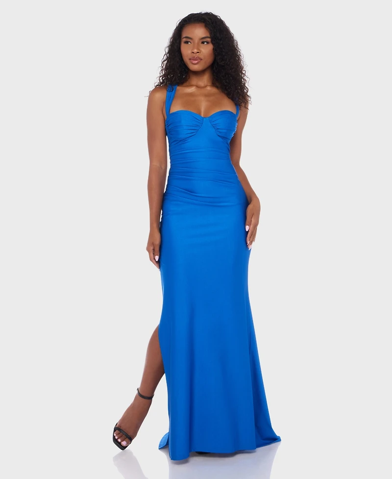 Bee Darlin Junior's Wide Strap Bustier Sleeveless Dress