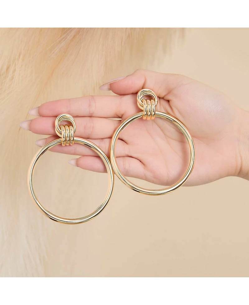 Jessica Simpson Oversized Gold Circle Drop Earrings