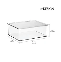 mDesign Plastic Stackable Playroom/Game Box with Hinged Lid, Set of 6, Clear