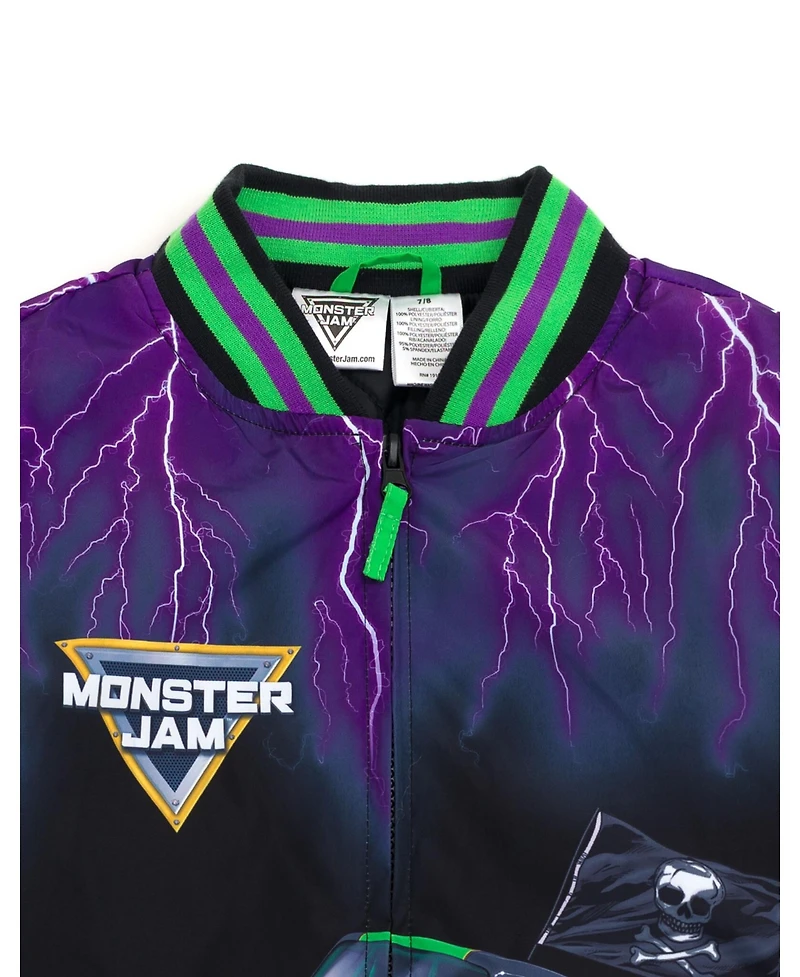 Monster Jam Toddler Boys Zip Up Varsity Bomber Jacket