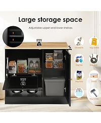 Casainc Storage Cabinets with Feeding station 2 lockers side hooks
