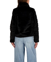 Sebby Collection Women's Grooved Short Faux Fur Jacket