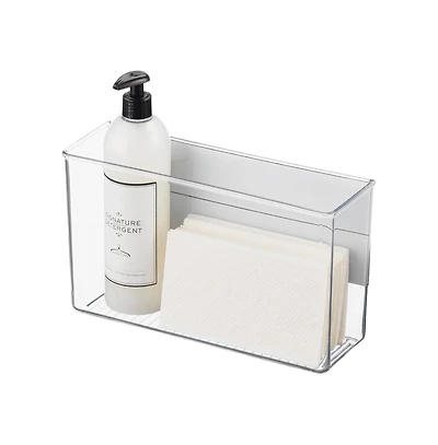 iDesign Recycled Plastic Large Laundry Room Magnetic Storage Bin, Clear