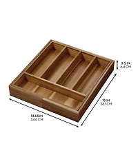 iDesign Expandable Acacia Wood Cutlery Drawer Organizer -Natural