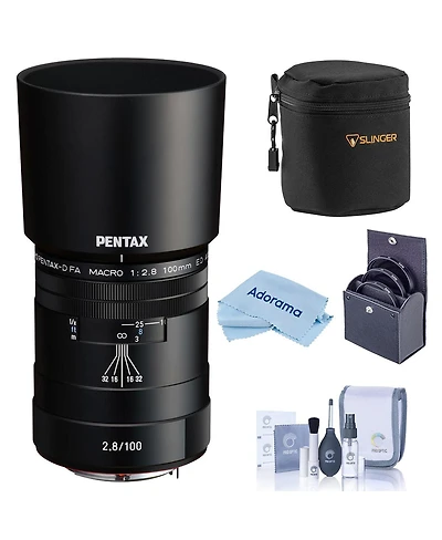 Pentax Hd Pentax-d Fa Macro 100mm f/2.8 Ed Aw Lens, Black, Bundle with 49mm Filter Kit, Soft Lens Case, Cleaning Kit and Cleaning Cloth