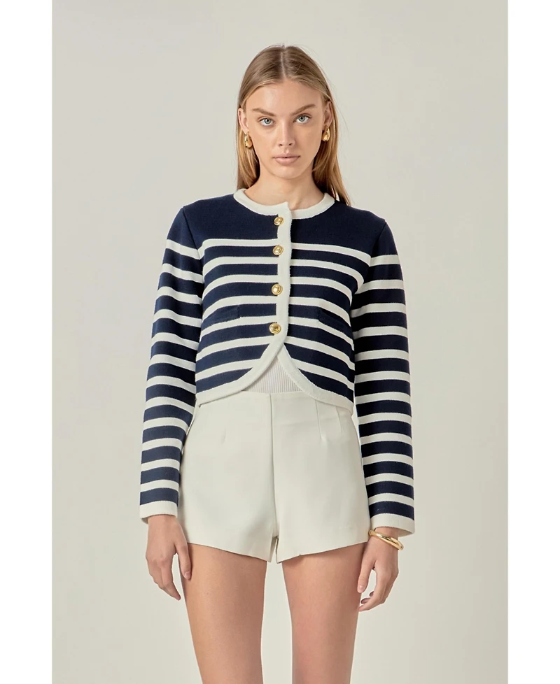 English Factory Women's Stripe Cardigan