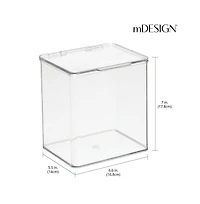 mDesign Plastic Bathroom Stacking Organizer Box with Hinged Lid, 8 Pack, Clear