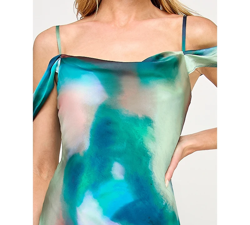 Bcx Junior's Sleeveless Cold Shoulder Midi Slit Dress