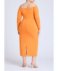 Eloquii Women's Midi Dress With Tie