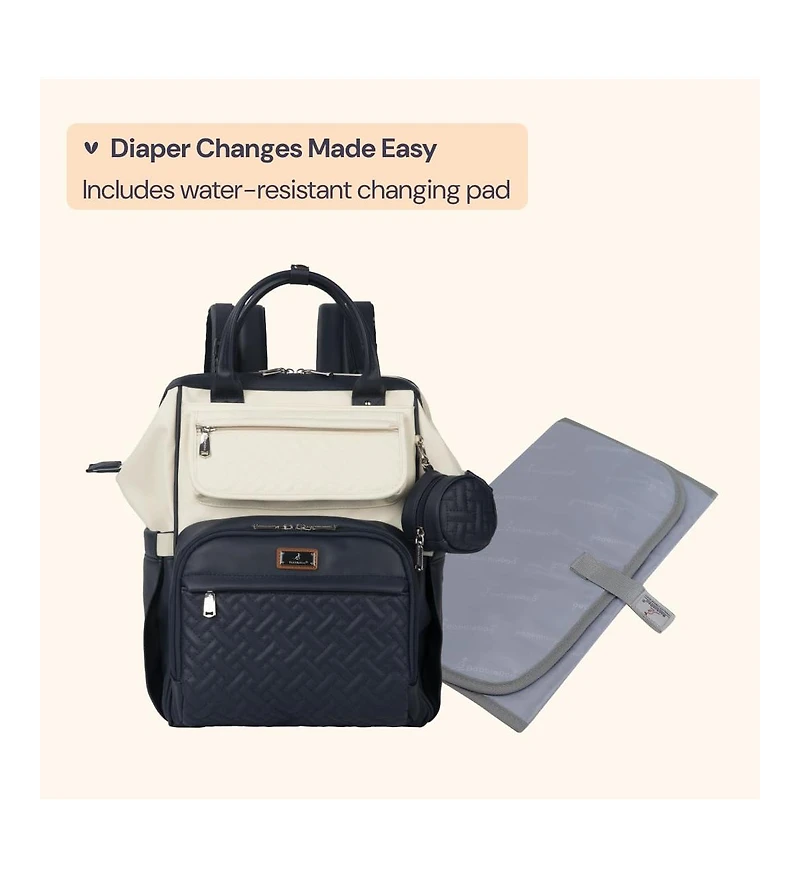 BabbleRoo Premium Faux Leather Diaper Bag Backpack Spacious & Stylish Nappy Organizer Light Brown