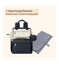 BabbleRoo Premium Faux Leather Diaper Bag Backpack Spacious & Stylish Nappy Organizer Light Brown