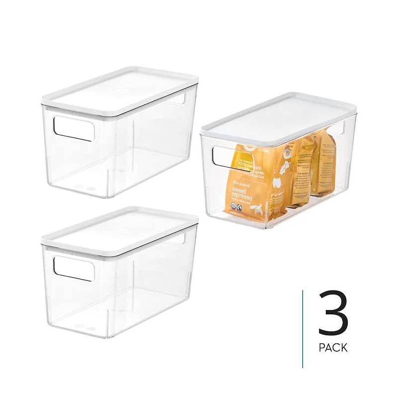 iDesign Pantry Bin with Lid for Kitchen - Set of 3 - Clear/White