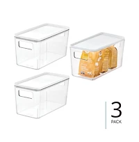 iDesign Pantry Bin with Lid for Kitchen - Set of 3 - Clear/White
