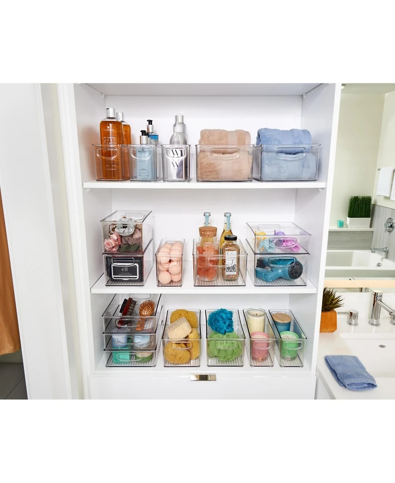 iDesign Plastic Storage Bins with Handles - Set of 2 - Clear
