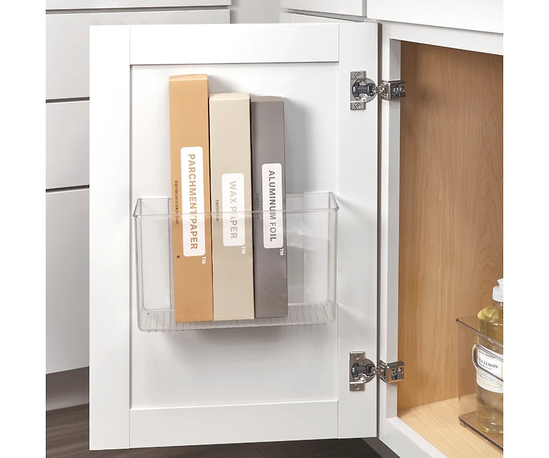 iDesign Adhesive Organizer Bin Damage-Free Hanging for Kitchen- Clear
