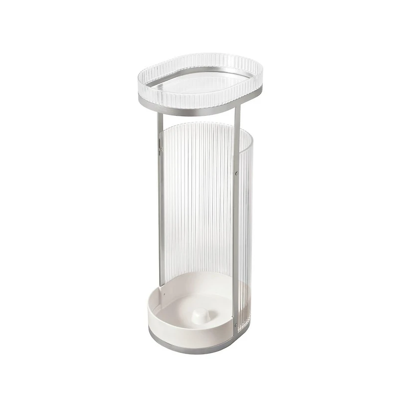 iDesign Fluted Toilet Paper Storage Holder with Shelf - Clear/Satin/Gray