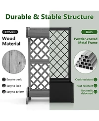 Gymax Raised Garden Bed with Trellis Metal Planter Box w/ Lattice for Climbing Plants