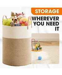 Cheer Collection Large Laundry Hamper (15" x 19.7") - 2 Tone Tan