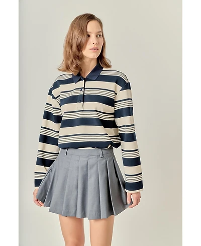 English Factory Women's Striped Polo Shirt