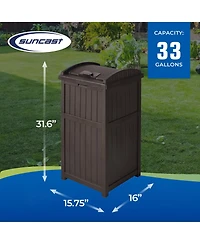 Suncast Trash Hideaway Outdoor Patio 33 Gal Garbage Waste Trash Can Bin (3 Pack)