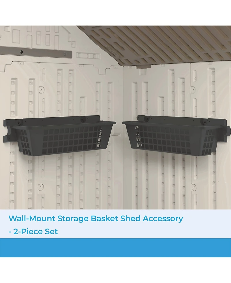 Suncast 25 x 7.25 Inch Basket Accessory for Outdoor Shed, Black ( 2-Pack)